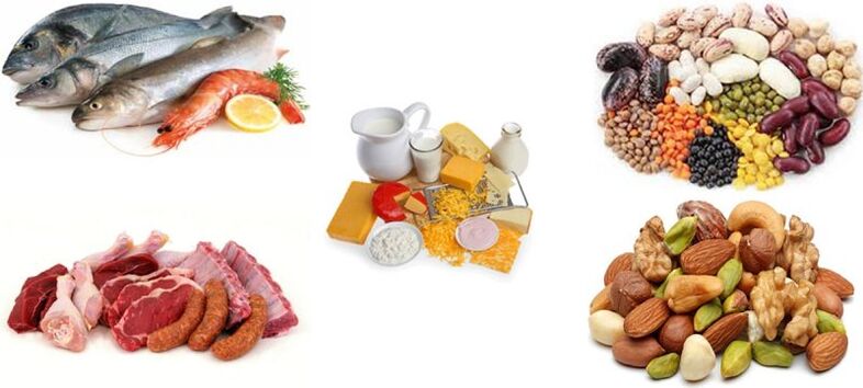 proteinprodukter på en proteindiett
